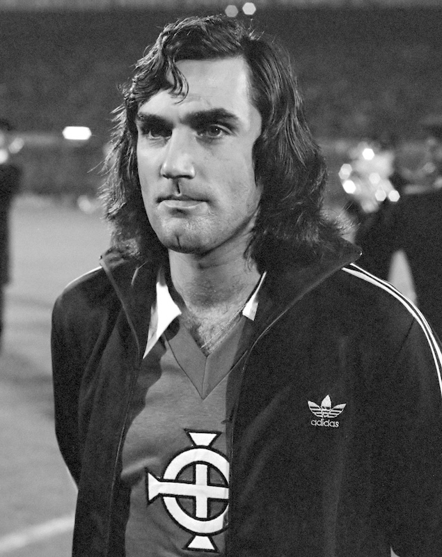 George Best playing for Northern Ireland in 1976